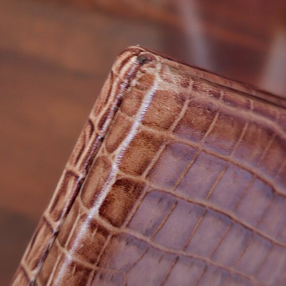 RARE MONICA RICH KOSANN DOUBLE BROWN ITALIAN LEATHER FOLDING FRAME IMAGE CASE - Picture 8 of 15